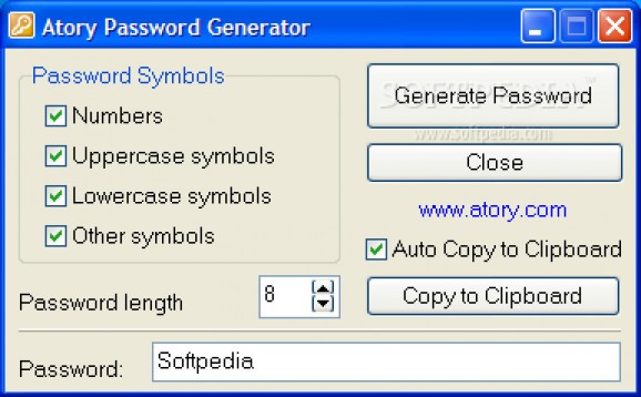 Atory Password Generator screenshot