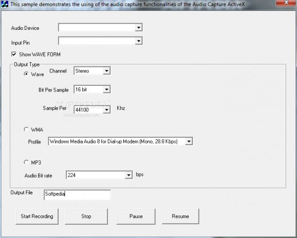 Audio Capture ActiveX Control screenshot