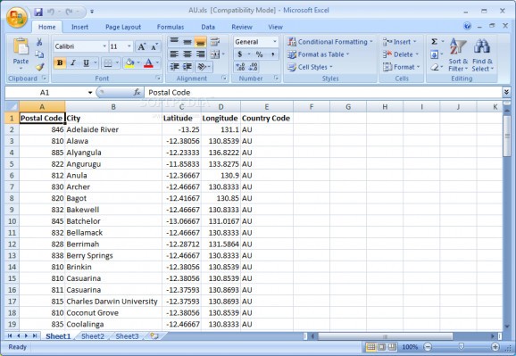 Australian Postal Codes Database screenshot