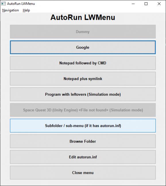 AutoRun LWMenu screenshot