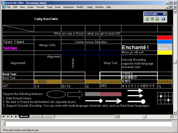 AutoTable for AutoCAD screenshot