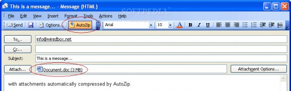 AutoZip for Outlook screenshot