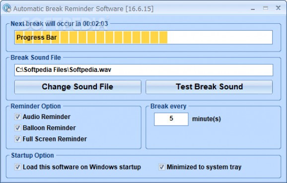 Automatic Break Reminder Software screenshot
