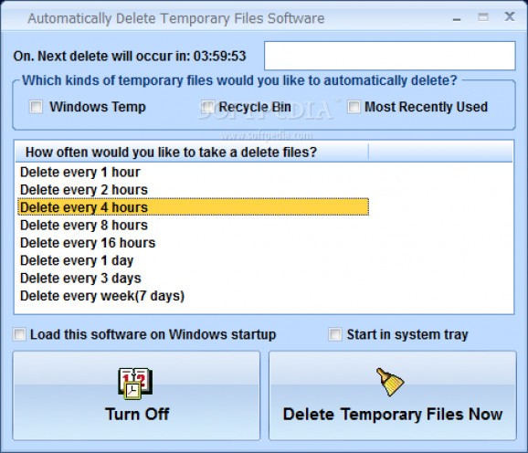 Automatically Delete Temporary Files Software screenshot