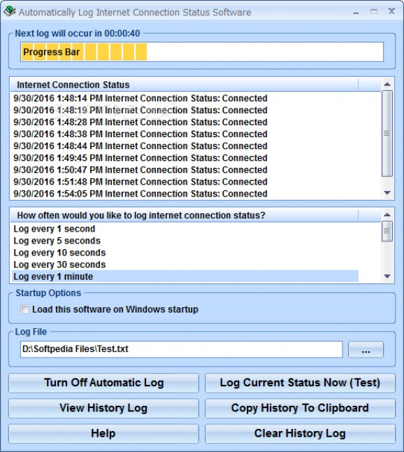 Automatically Log Internet Connection Status Software screenshot