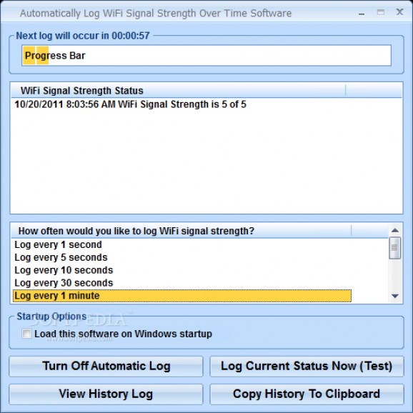 Automatically Log WiFi Signal Strength Over Time Software screenshot