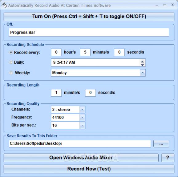 Automatically Record Audio At Certain Times Software screenshot
