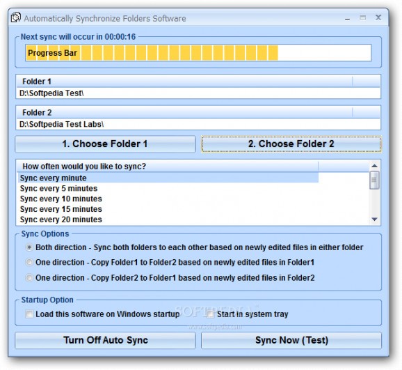 Automatically Synchronize Folders Software screenshot