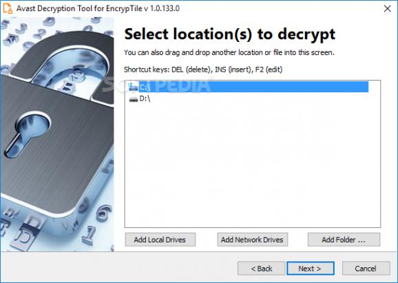 Avast Decryption Tool for EncrypTile Ransomware screenshot