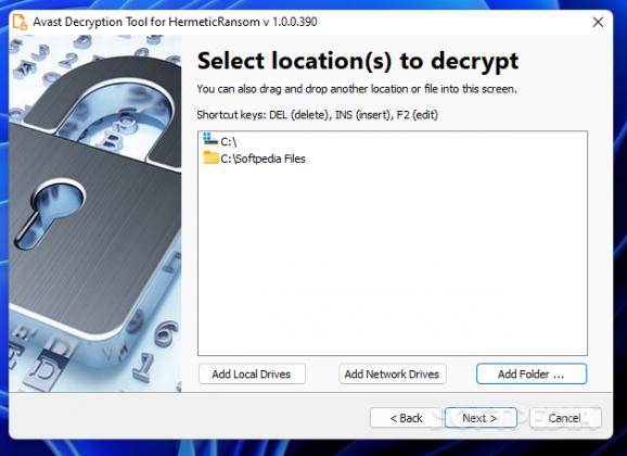 Avast Decryption Tool for HermeticRansom screenshot