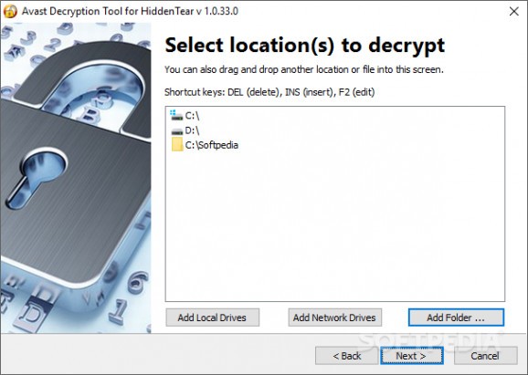 Avast Decryption Tool for HiddenTear Ransomware screenshot