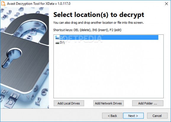 Avast Decryption Tool for XData Ransomware screenshot