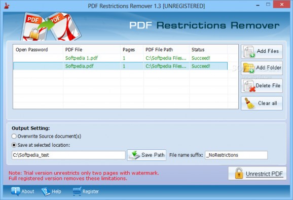 PDF Restrictions Remover screenshot