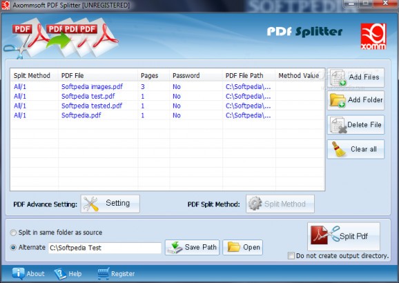 Axommsoft Pdf Splitter screenshot