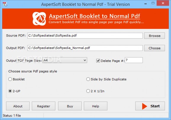 Axpertsoft Booklet to Normal Pdf screenshot