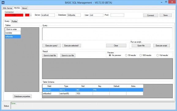 BASIC SQL Management screenshot