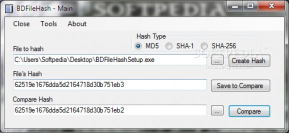 BD File Hash screenshot
