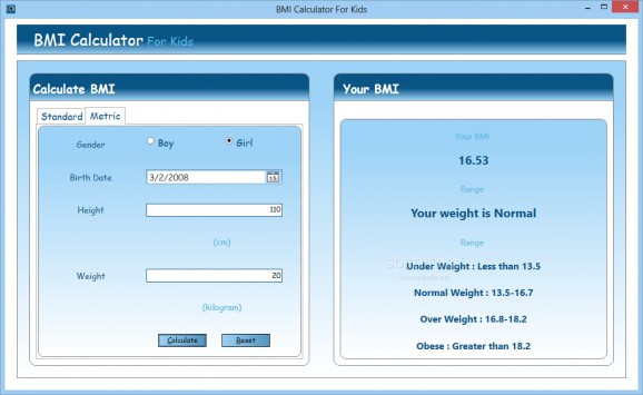 BMI Calculator for Kids screenshot