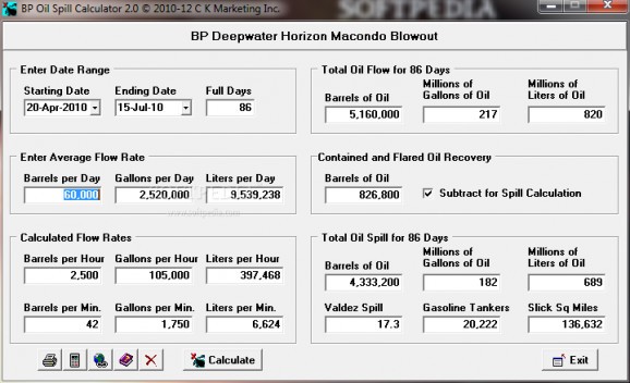 BP Oil Spill Calculator screenshot
