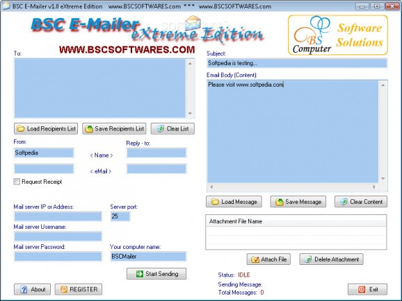 BSC E-Mailer eXtreme Edition screenshot