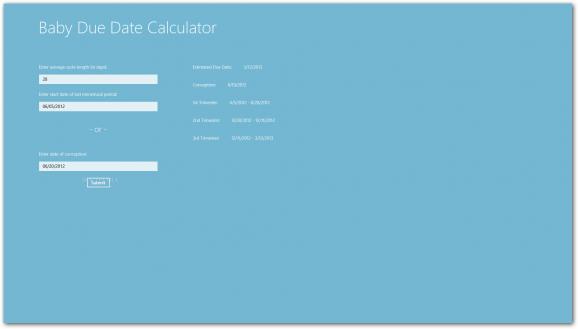 Baby Due Date Calculator For Windows 10/8.1 screenshot