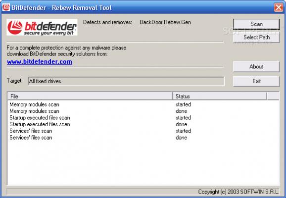BackDoor.Rebbew (A,B,C,D) Removal Tool screenshot