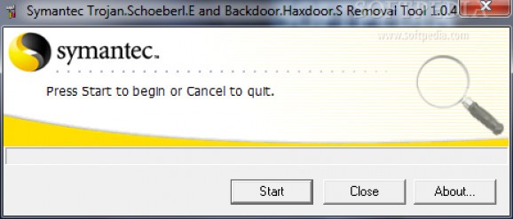 Symantec Trojan.Schoeberl.E and Backdoor.Haxdoor.S Removal Tool screenshot
