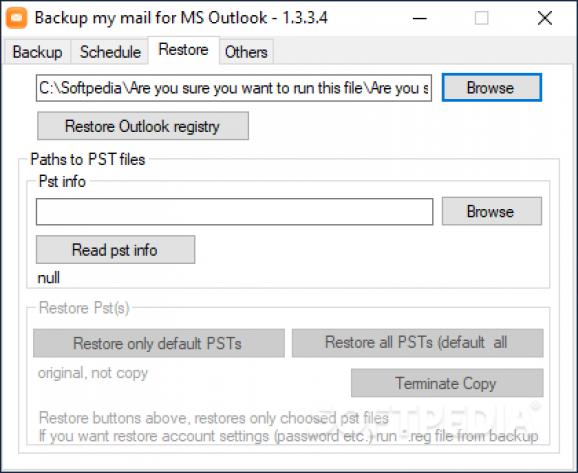 Backup my mail in Microsoft Outlook screenshot