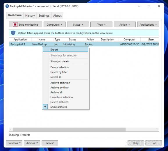 Backup4all Monitor screenshot