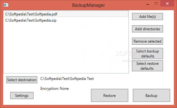 BackupManager screenshot
