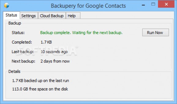 Backupery for Google Contacts screenshot