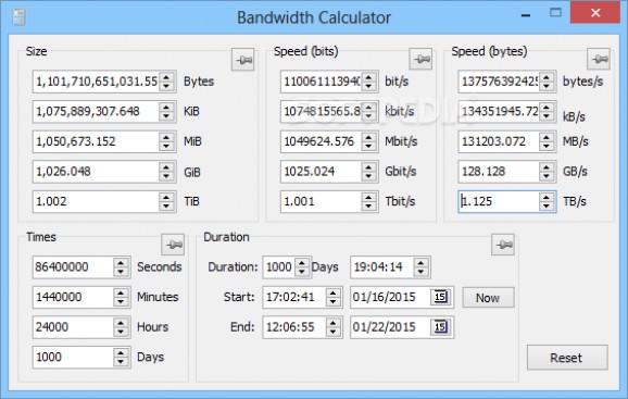 Bandwidth Calculator screenshot