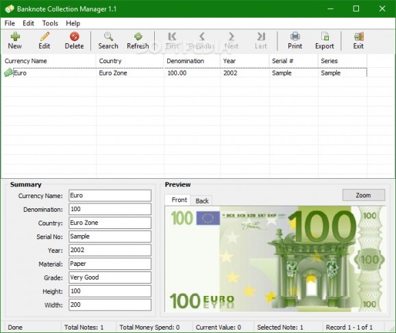 Banknote Collection Manager screenshot