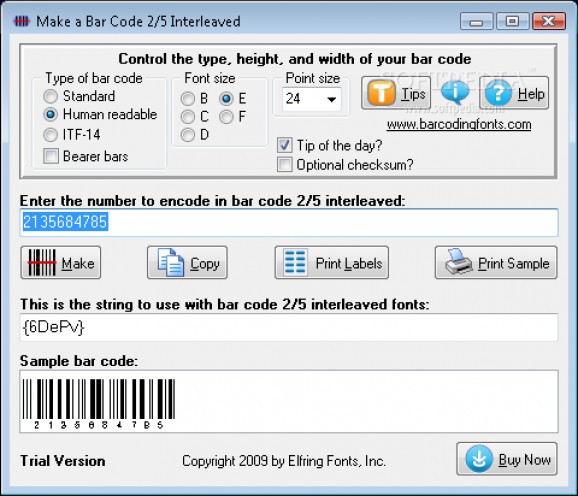 Bar Code 2 of 5 Interleaved screenshot