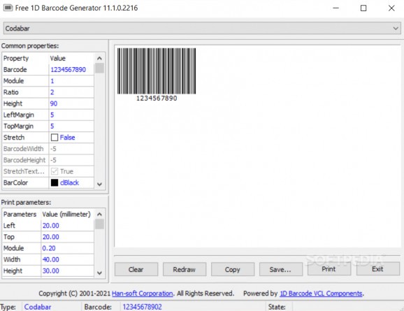 1D Barcode VCL Components screenshot