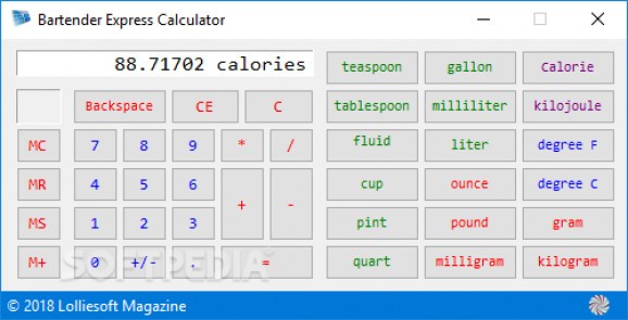 Bartender Express Measurement Calculator screenshot