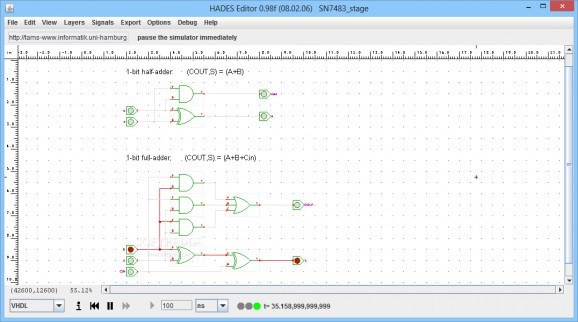 Basic half-adder and full-adder circuits screenshot