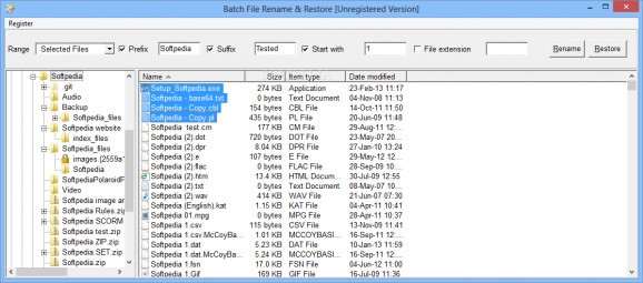 Batch File Rename & Restore screenshot