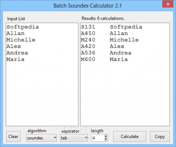 Batch Soundex Calculator screenshot