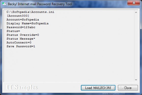 Becky! Internet Mail Password Recovery Tool screenshot