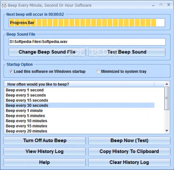 Beep Every Minute, Second Or Hour Software screenshot