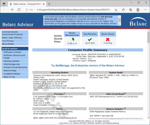 Belarc Advisor screenshot