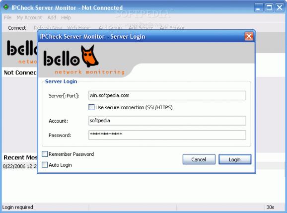 Bello Network Monitoring WinGUI screenshot