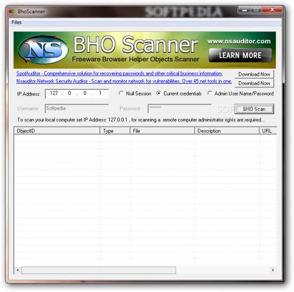 BhoScanner screenshot
