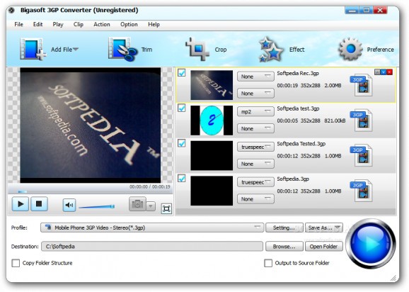 Bigasoft 3GP Converter screenshot