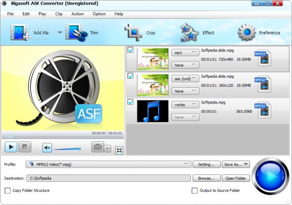 Bigasoft ASF Converter screenshot