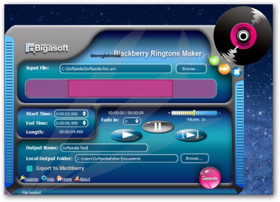 Bigasoft BlackBerry Ringtone Maker screenshot