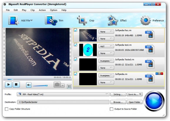 Bigasoft RealPlayer Converter screenshot