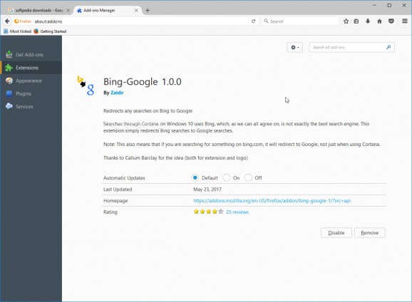 Bing-Google for Firefox screenshot