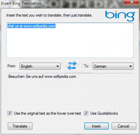 Bing Translator screenshot